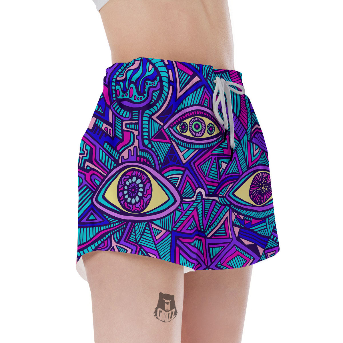 Trippy Ethnic Psychedelic Print Women's Shorts-grizzshop