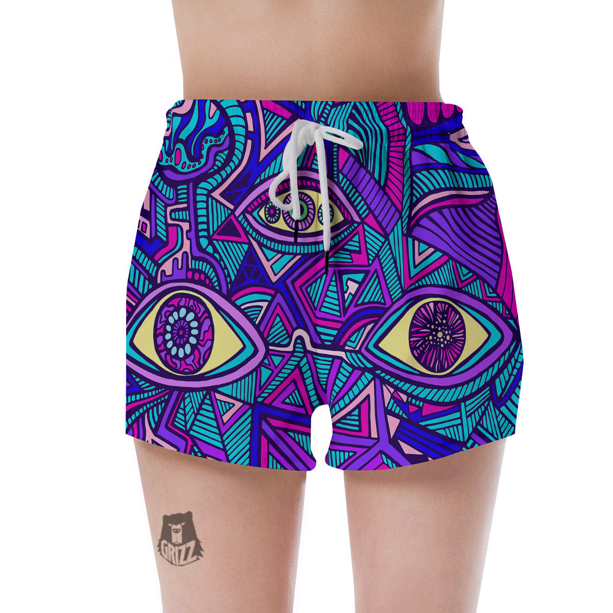 Trippy Ethnic Psychedelic Print Women's Shorts-grizzshop