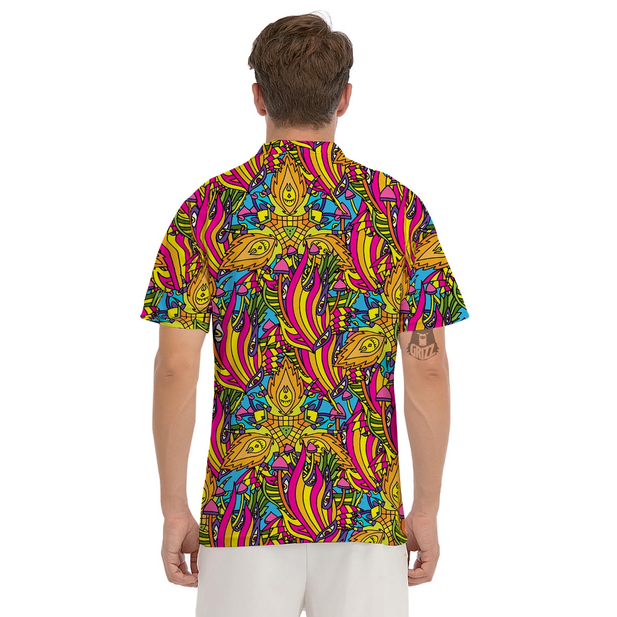 Trippy Hippie Flame Psychedelic Men's Golf Shirts-grizzshop