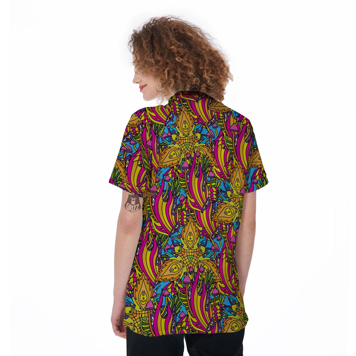 Trippy Hippie Flame Psychedelic Women's Golf Shirts-grizzshop