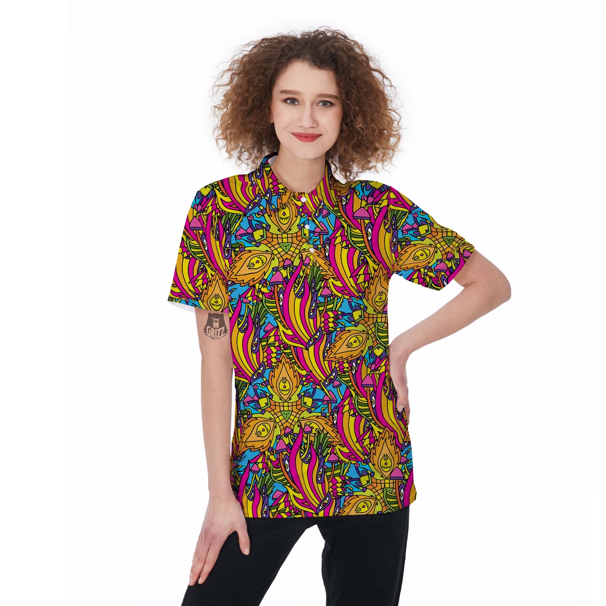 Trippy Hippie Flame Psychedelic Women's Golf Shirts-grizzshop