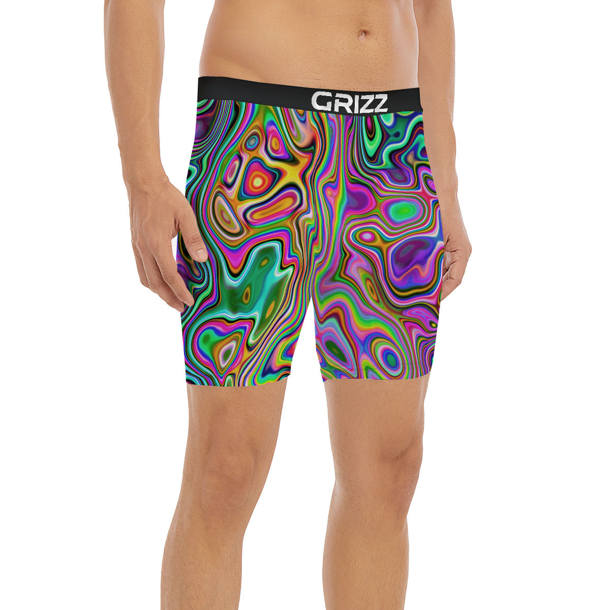 Trippy Liquid Holographic Print Boxer Briefs-grizzshop