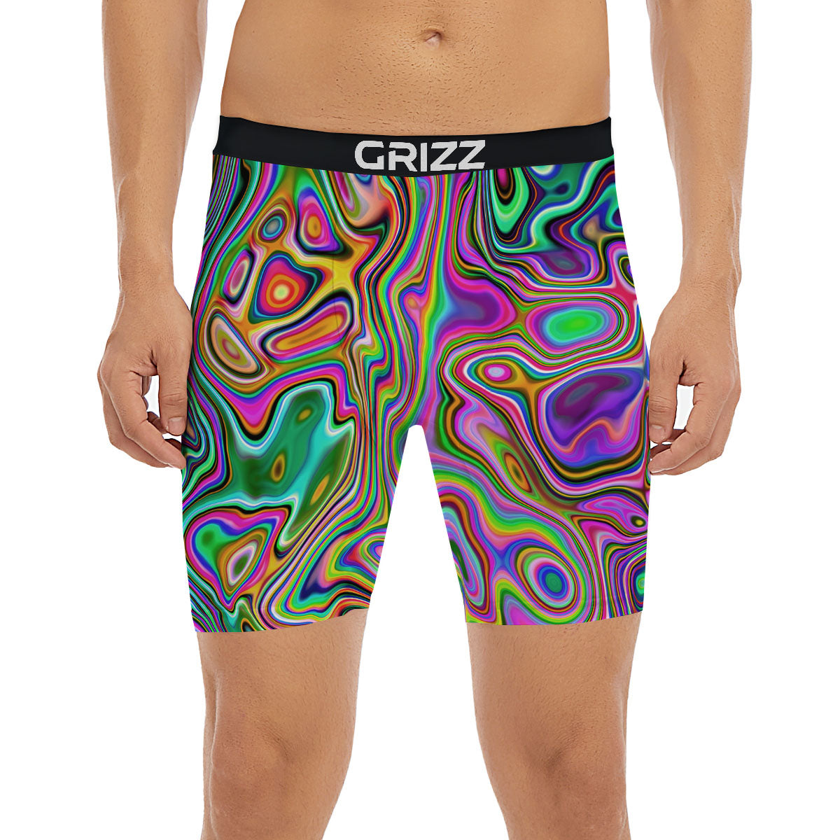 Trippy Liquid Holographic Print Boxer Briefs-grizzshop