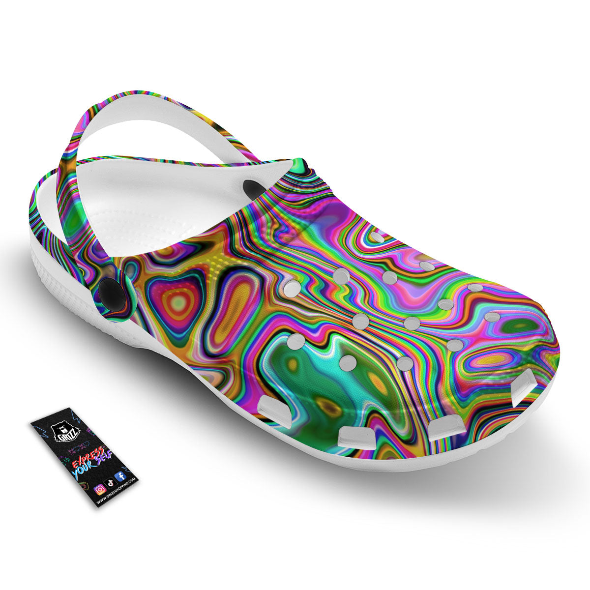 Trippy Liquid Holographic Print Clog-grizzshop