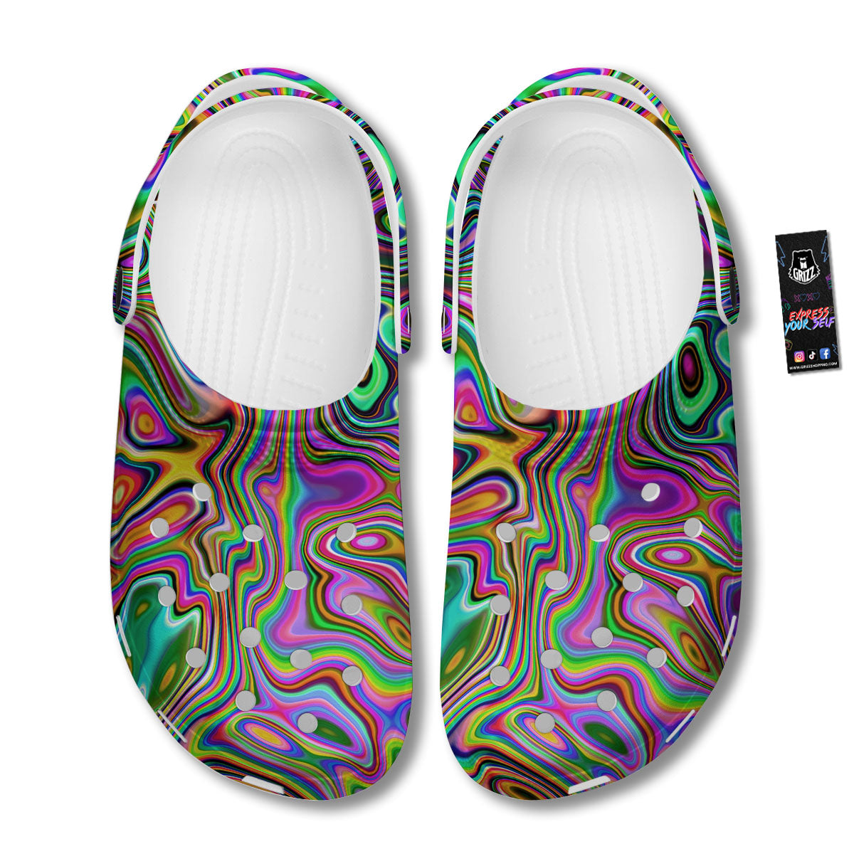 Trippy Liquid Holographic Print Clog-grizzshop