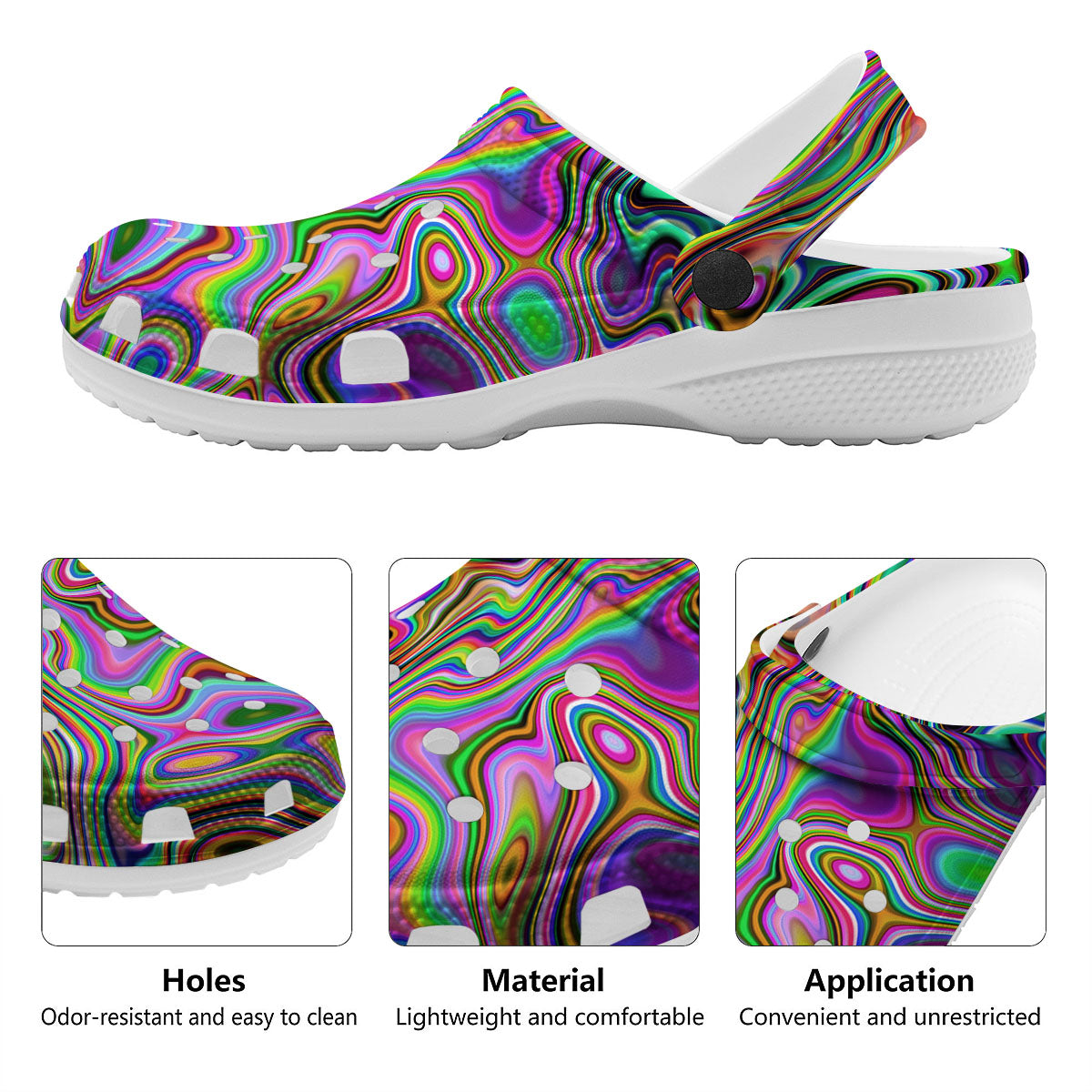 Trippy Liquid Holographic Print Clog-grizzshop