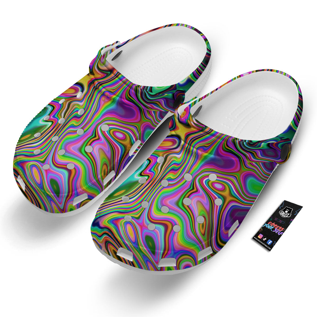 Trippy Liquid Holographic Print Clog-grizzshop