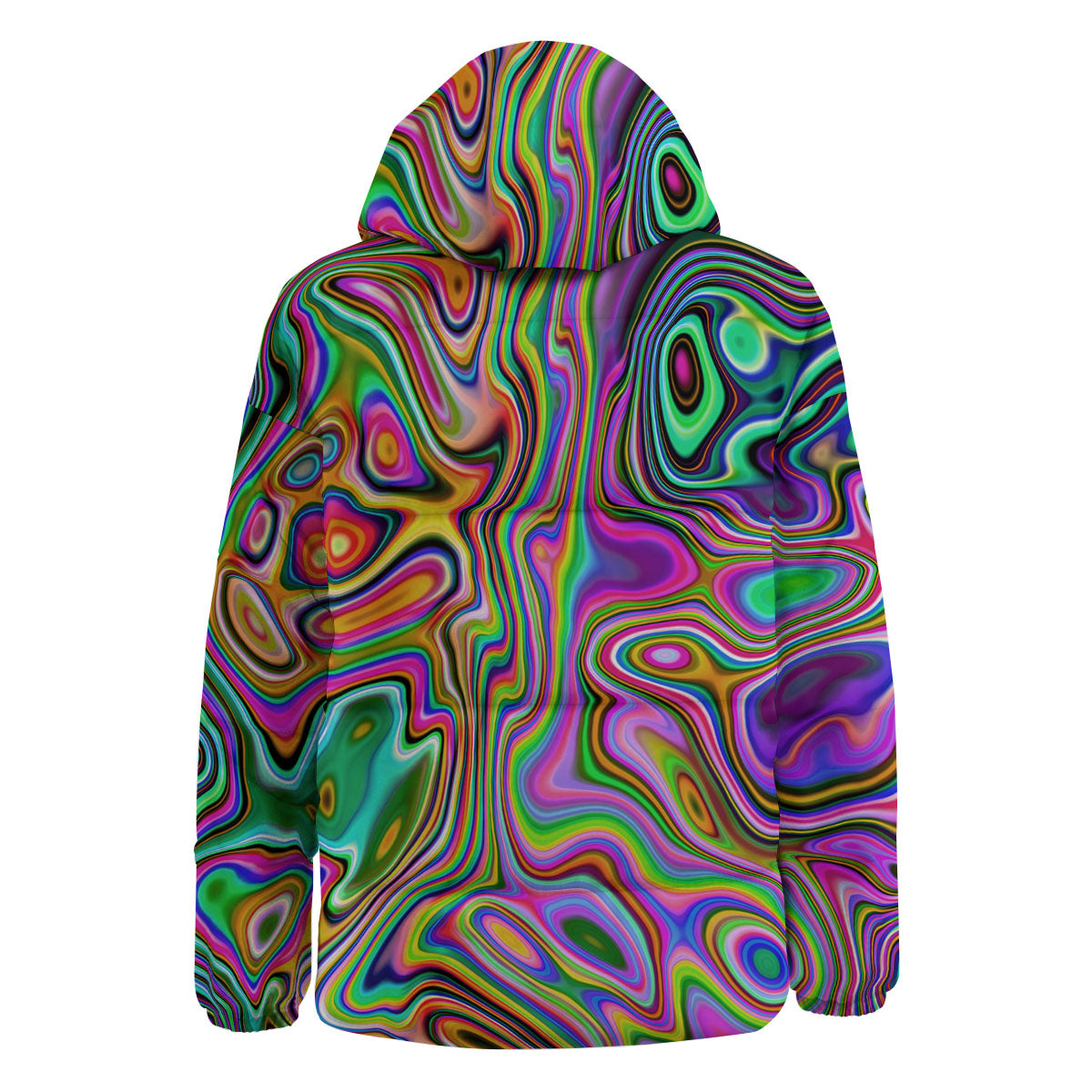 Trippy Liquid Holographic Print Down Jacket-grizzshop