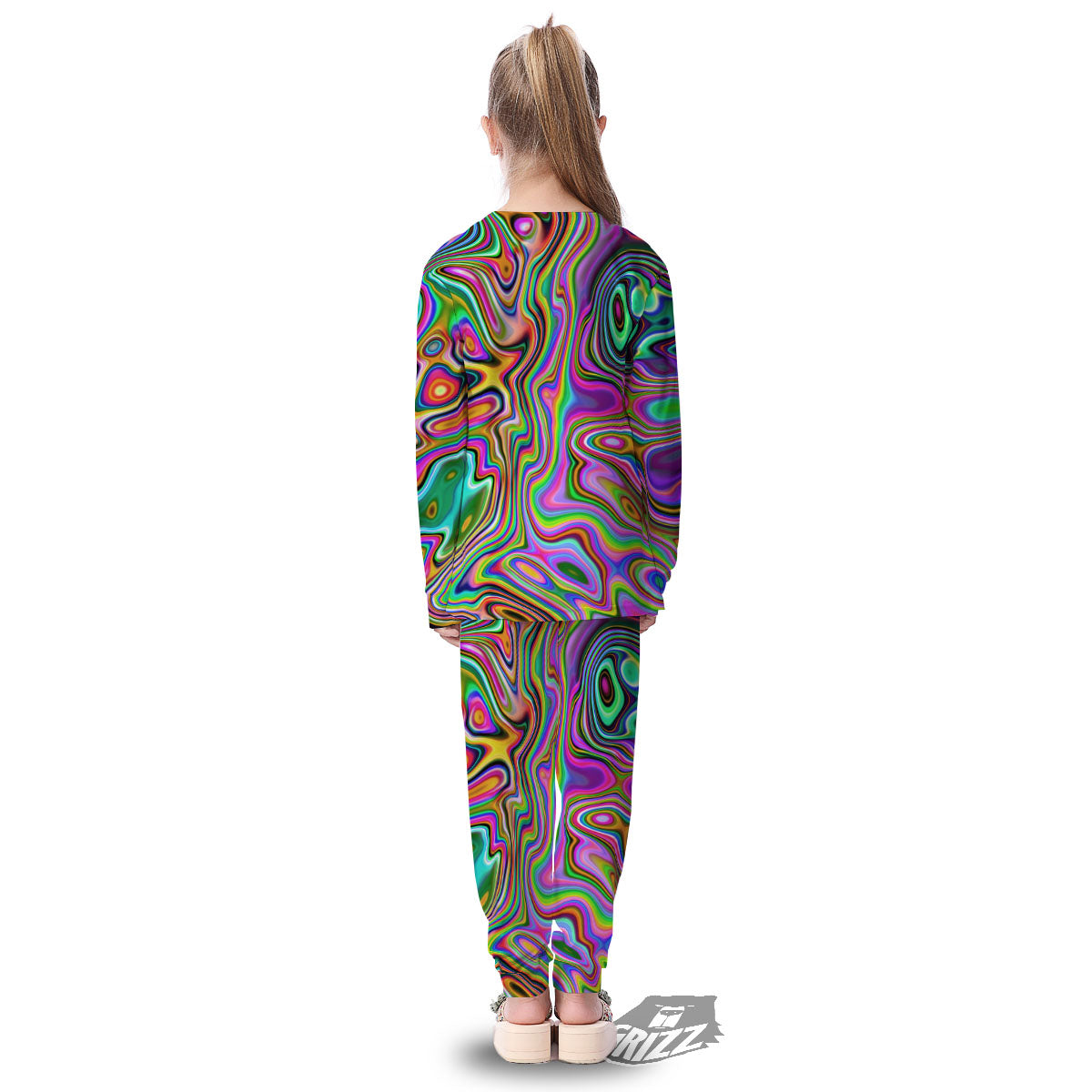 Trippy Liquid Holographic Print Kid's Pajamas-grizzshop