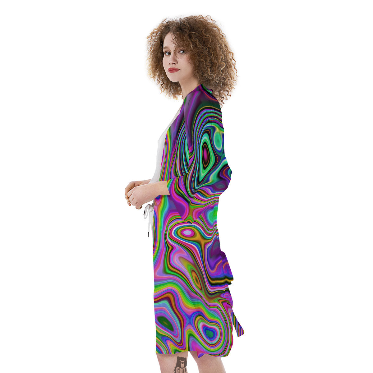 Trippy Liquid Holographic Print Kimono-grizzshop
