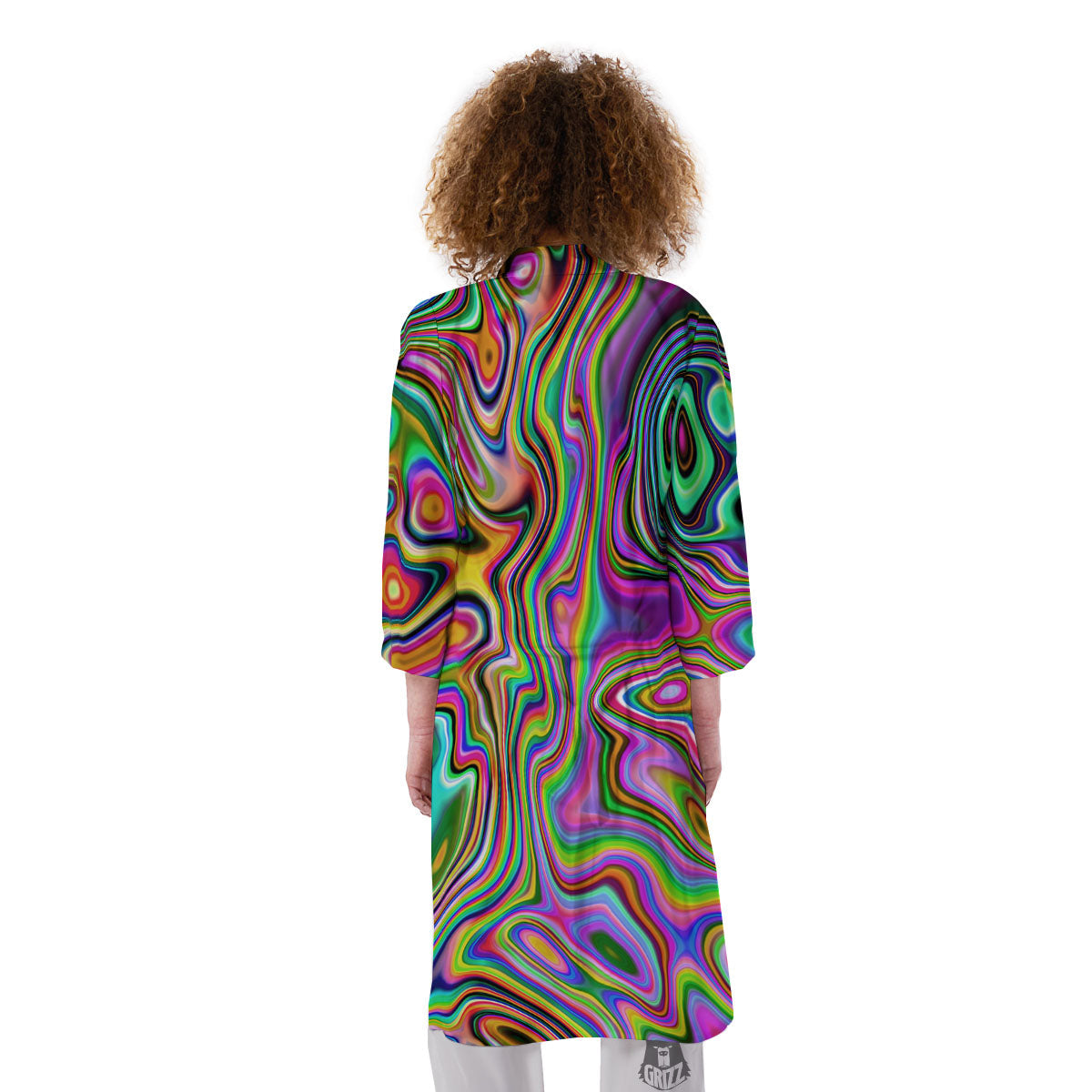 Trippy Liquid Holographic Print Kimono-grizzshop