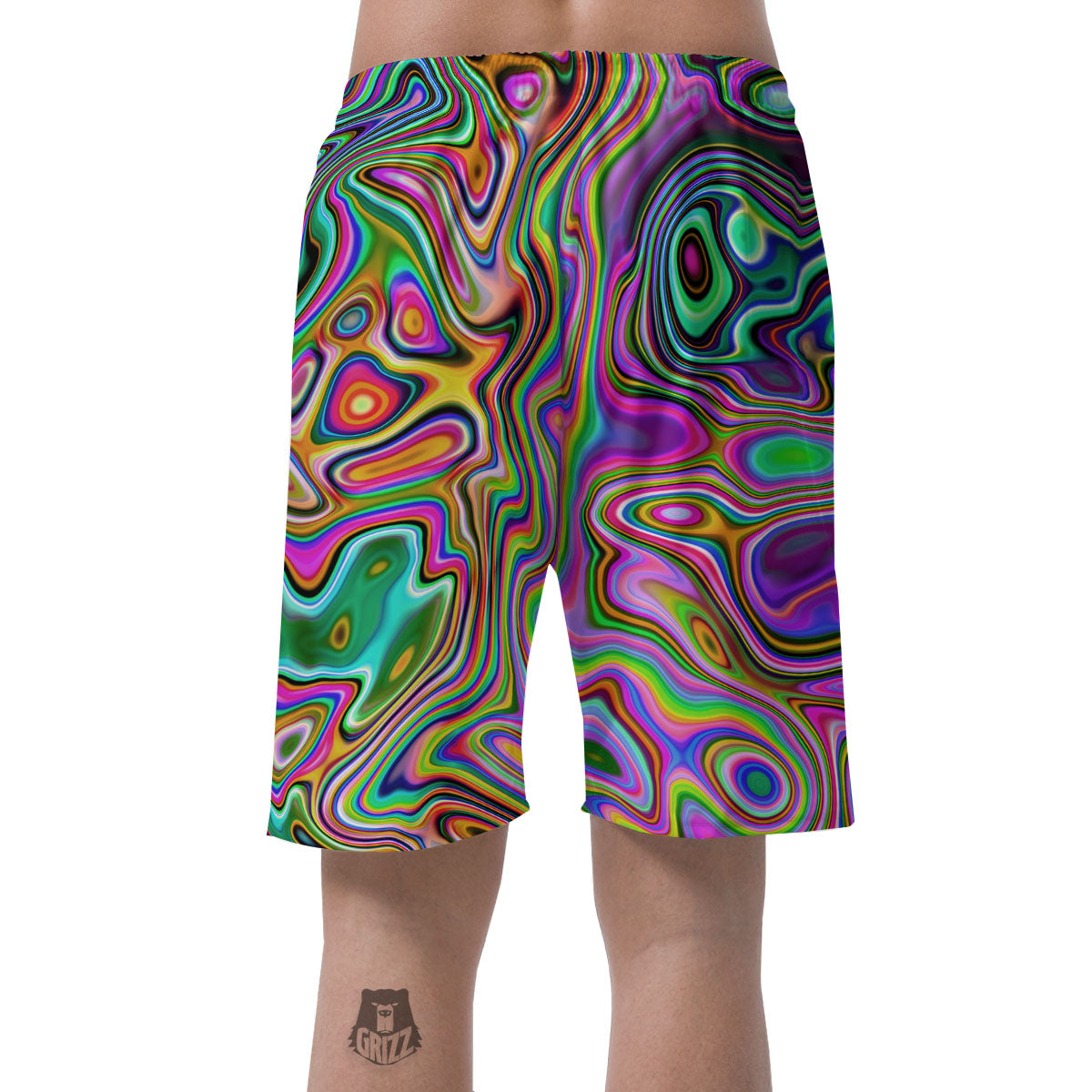 Trippy Liquid Holographic Print Men's Shorts-grizzshop