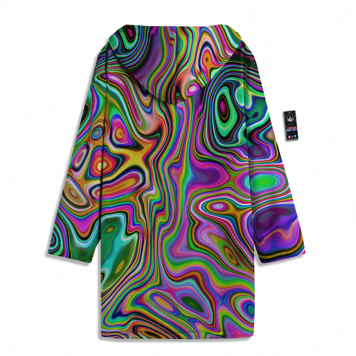 Trippy Liquid Holographic Print Men's Windbreaker Jacket-grizzshop