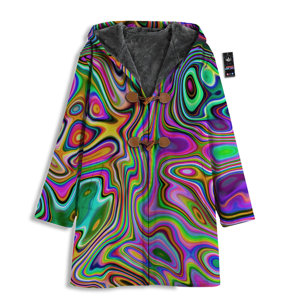 Trippy Liquid Holographic Print Men's Windbreaker Jacket-grizzshop