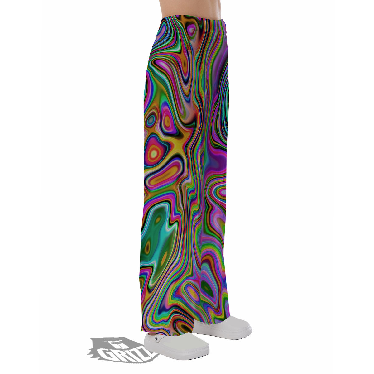 Trippy Liquid Holographic Print Pajama Pants-grizzshop