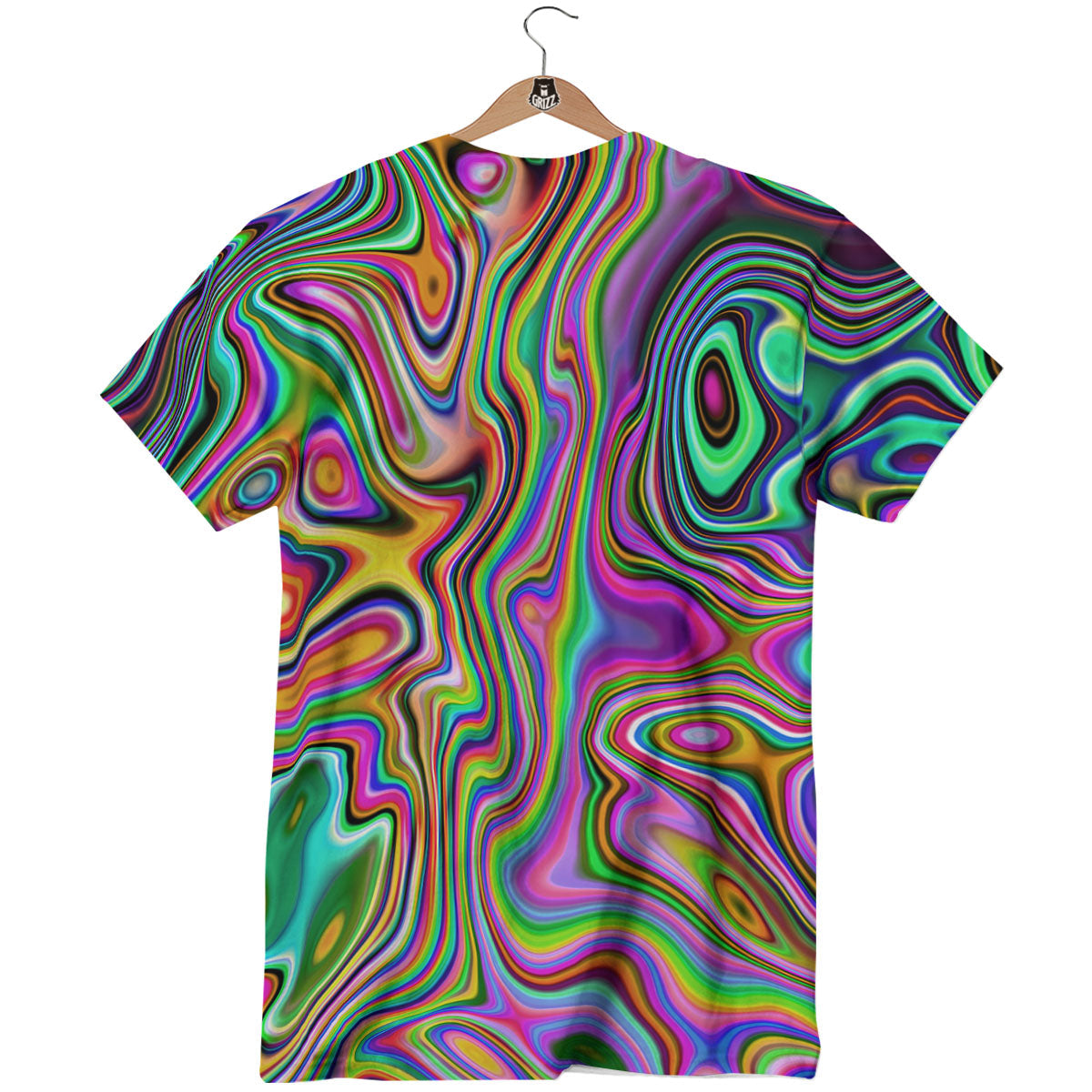 Trippy Liquid Holographic Print T-Shirt-grizzshop