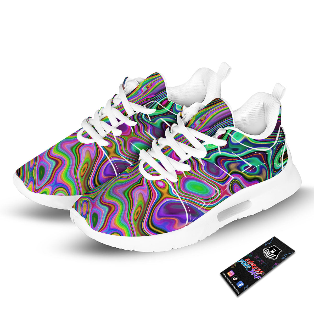 Trippy Liquid Holographic Print Tennis Shoes-grizzshop