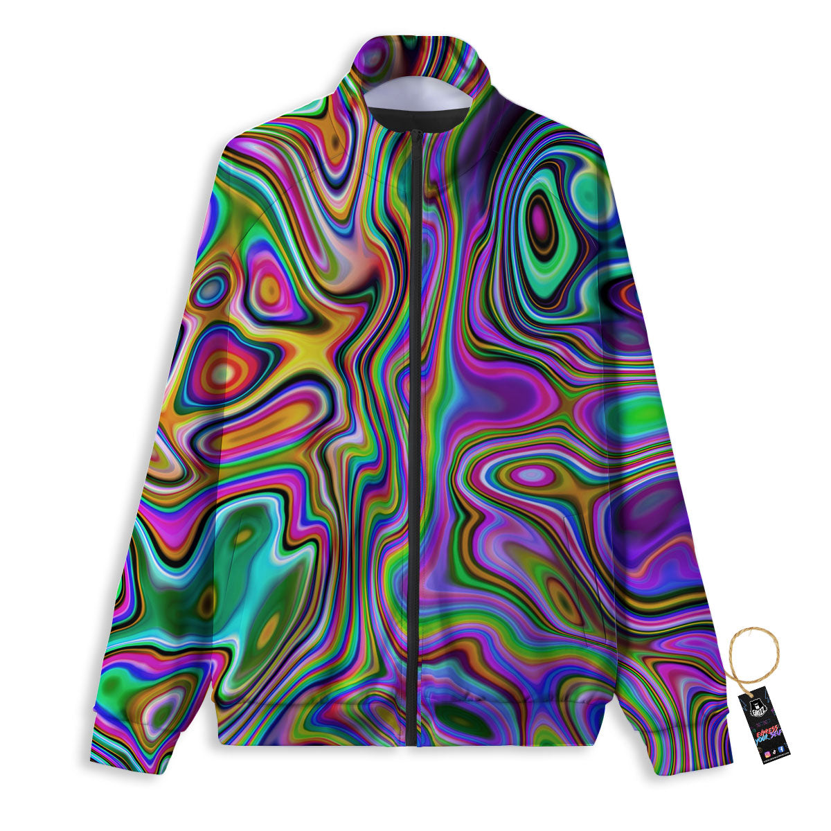 Trippy Liquid Holographic Print Track Jacket-grizzshop