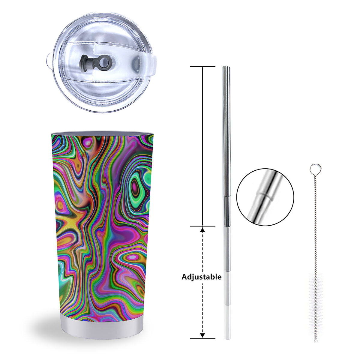 Trippy Liquid Holographic Print Tumbler-grizzshop