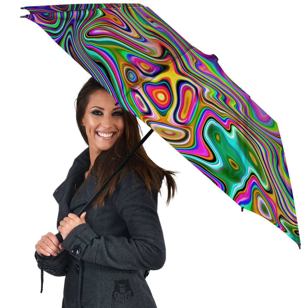 Trippy Liquid Holographic Print Umbrella-grizzshop