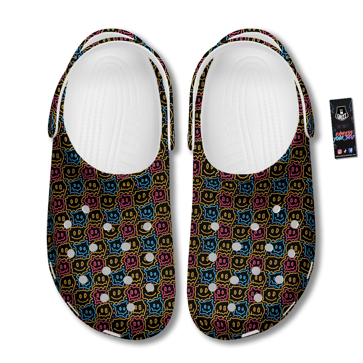 Trippy Neon Psychedelic Print Clog-grizzshop