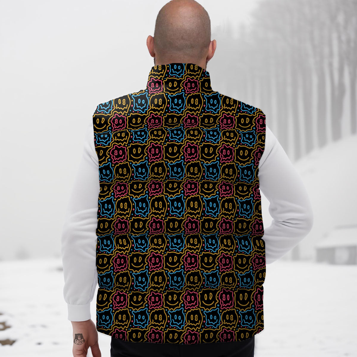 Trippy Neon Psychedelic Print Down Vest