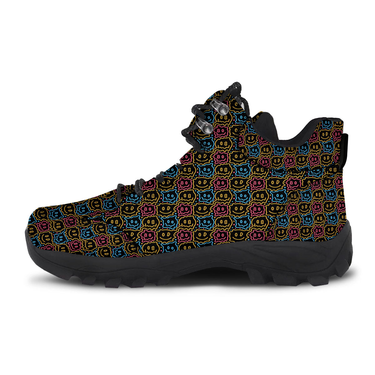 Trippy Neon Psychedelic Print Hiking Shoes-grizzshop