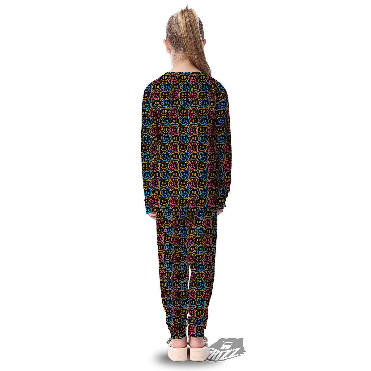 Trippy Neon Psychedelic Print Kid's Pajamas-grizzshop