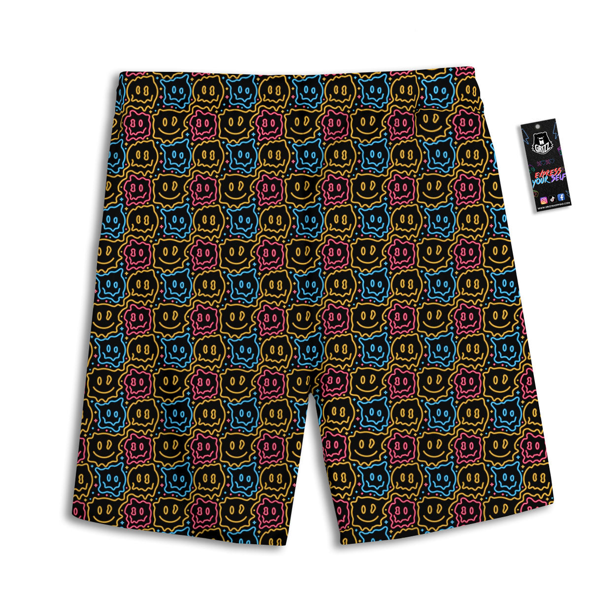 Trippy Neon Psychedelic Print Men's Athletic Shorts