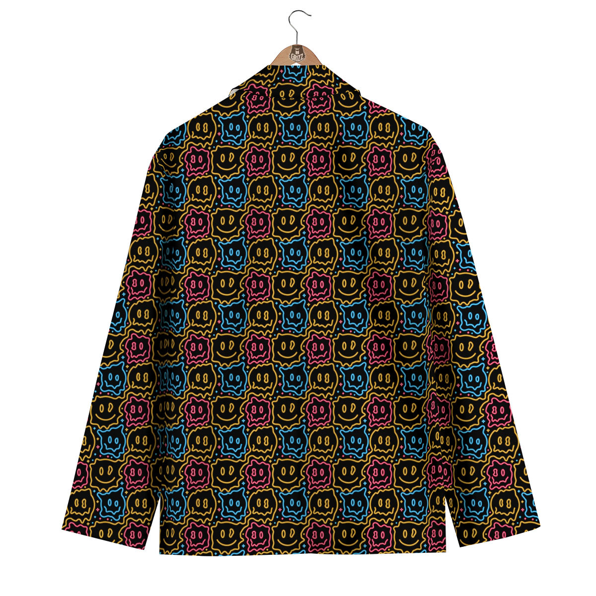 Trippy Neon Psychedelic Print Men's Blazer-grizzshop