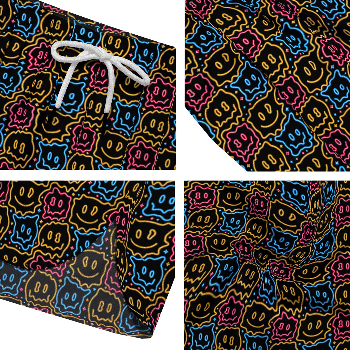 Trippy Neon Psychedelic Print Men's Running Shorts-grizzshop