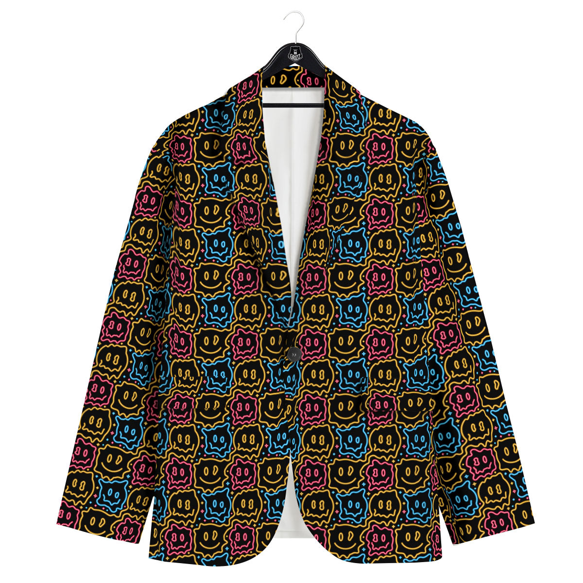 Trippy Neon Psychedelic Print Men's Sport Coat-grizzshop