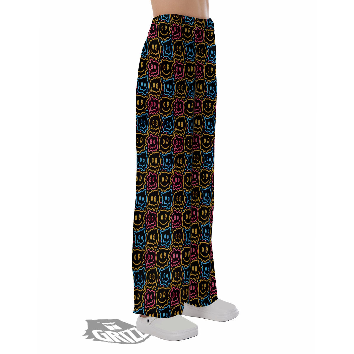 Trippy Neon Psychedelic Print Pajama Pants-grizzshop