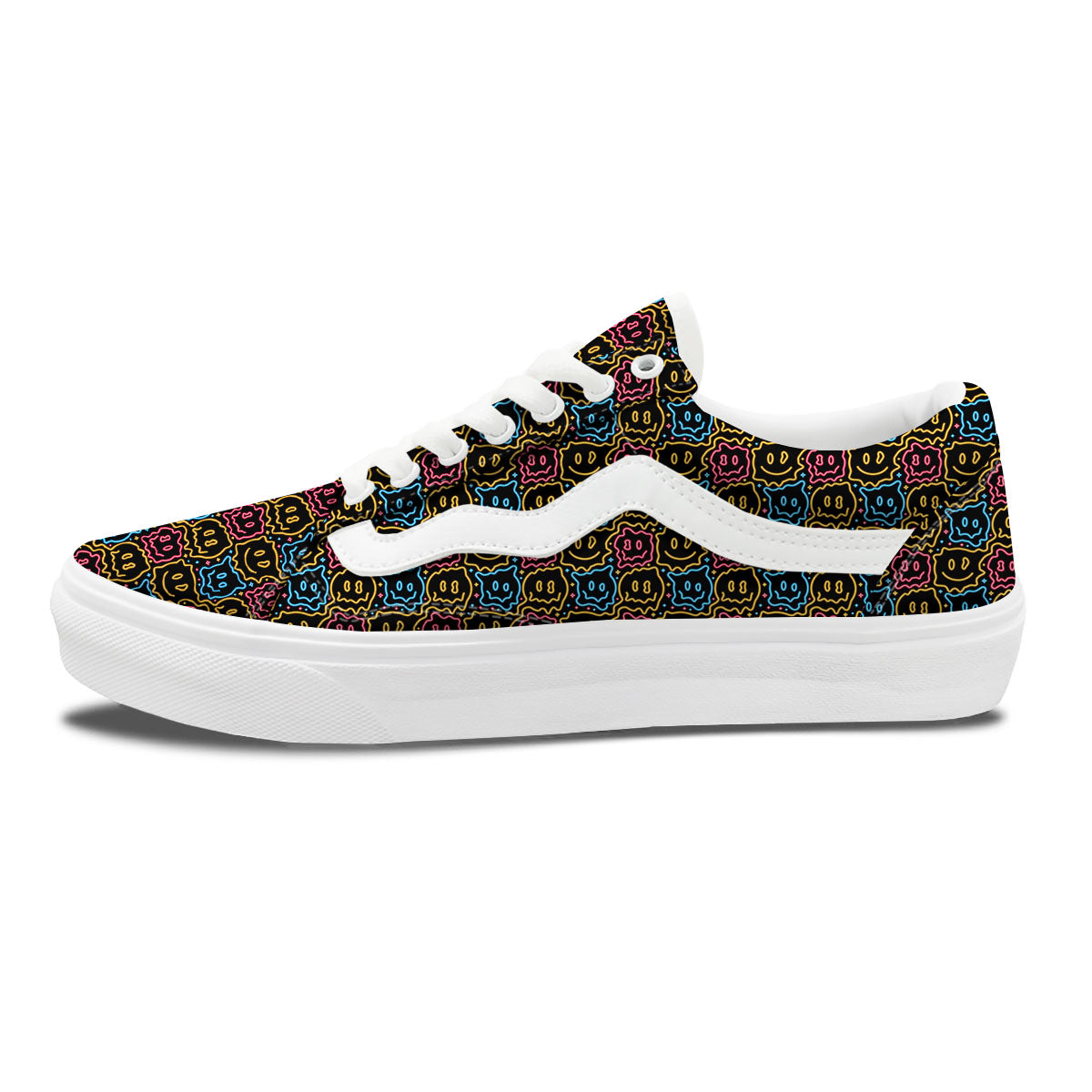 Trippy Neon Psychedelic Print Skate Shoes-grizzshop