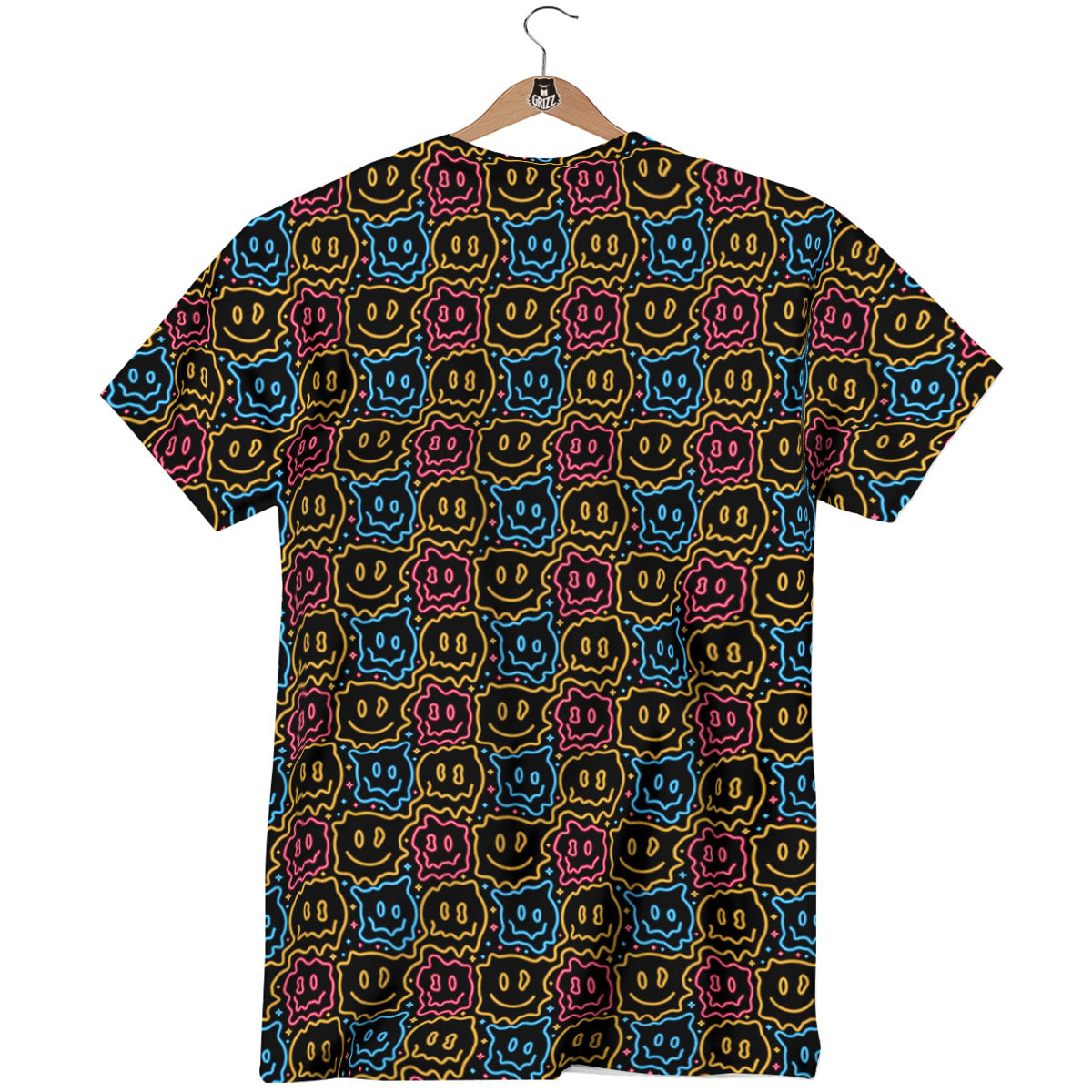Trippy Neon Psychedelic Print T-Shirt-grizzshop