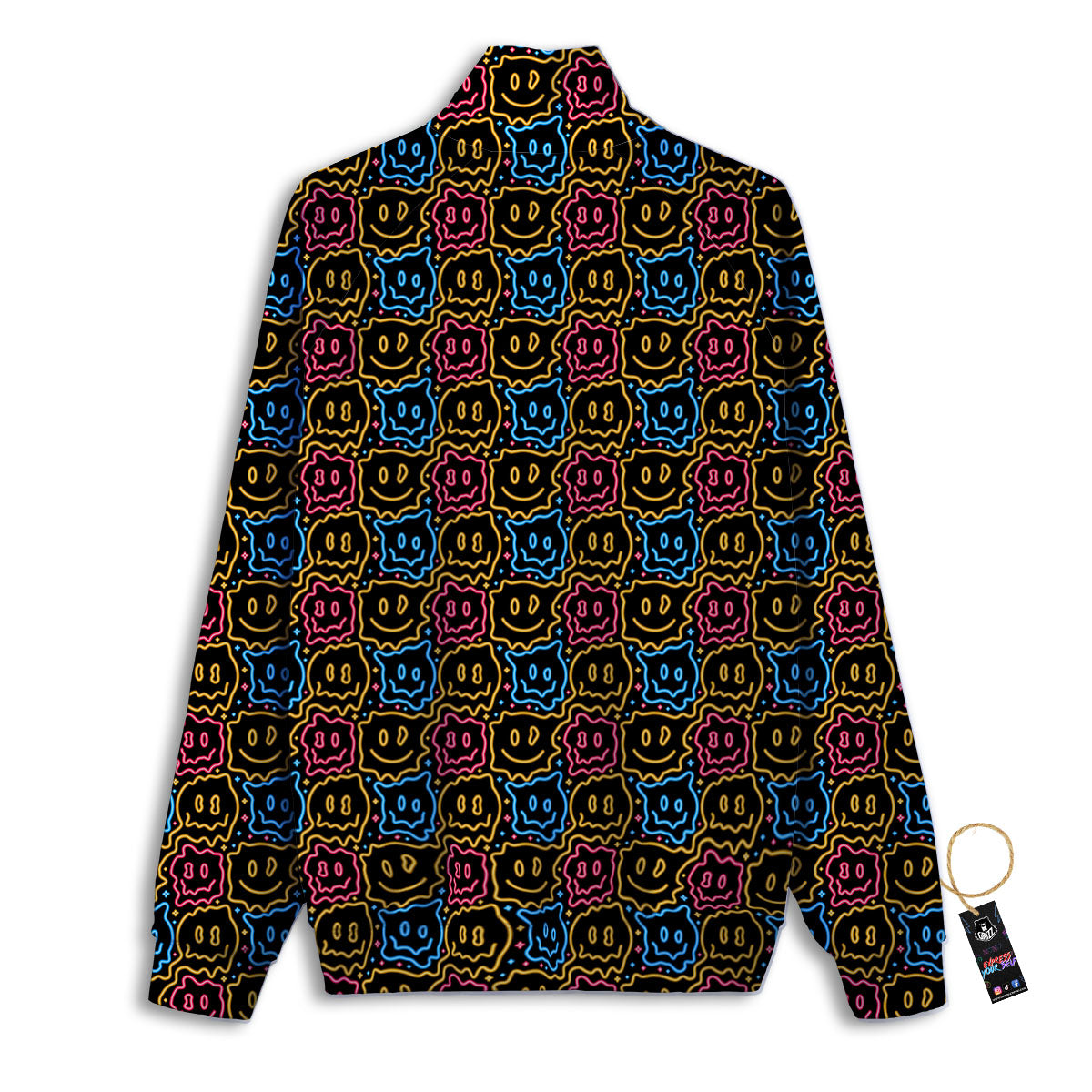 Trippy Neon Psychedelic Print Track Jacket-grizzshop