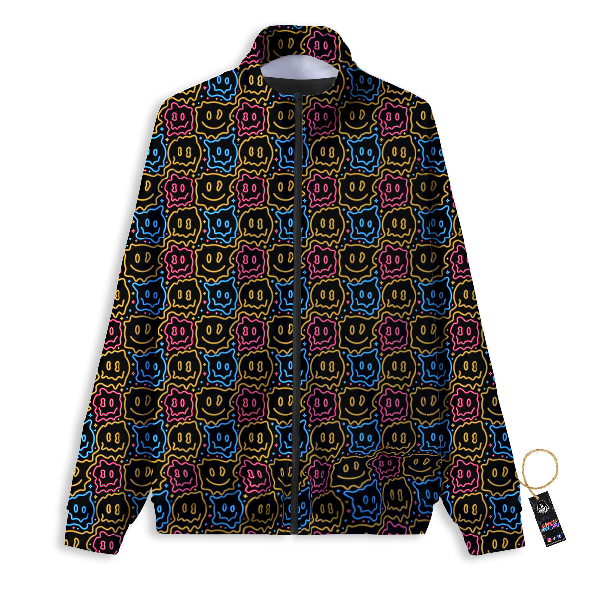 Trippy Neon Psychedelic Print Track Jacket-grizzshop