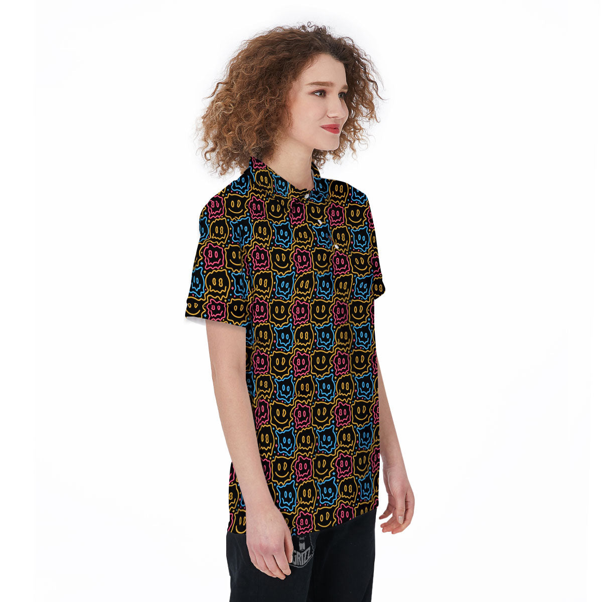 Trippy Neon Psychedelic Print Women's Golf Shirts-grizzshop