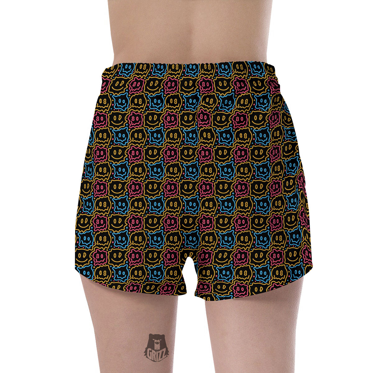 Trippy Neon Psychedelic Print Women's Shorts-grizzshop