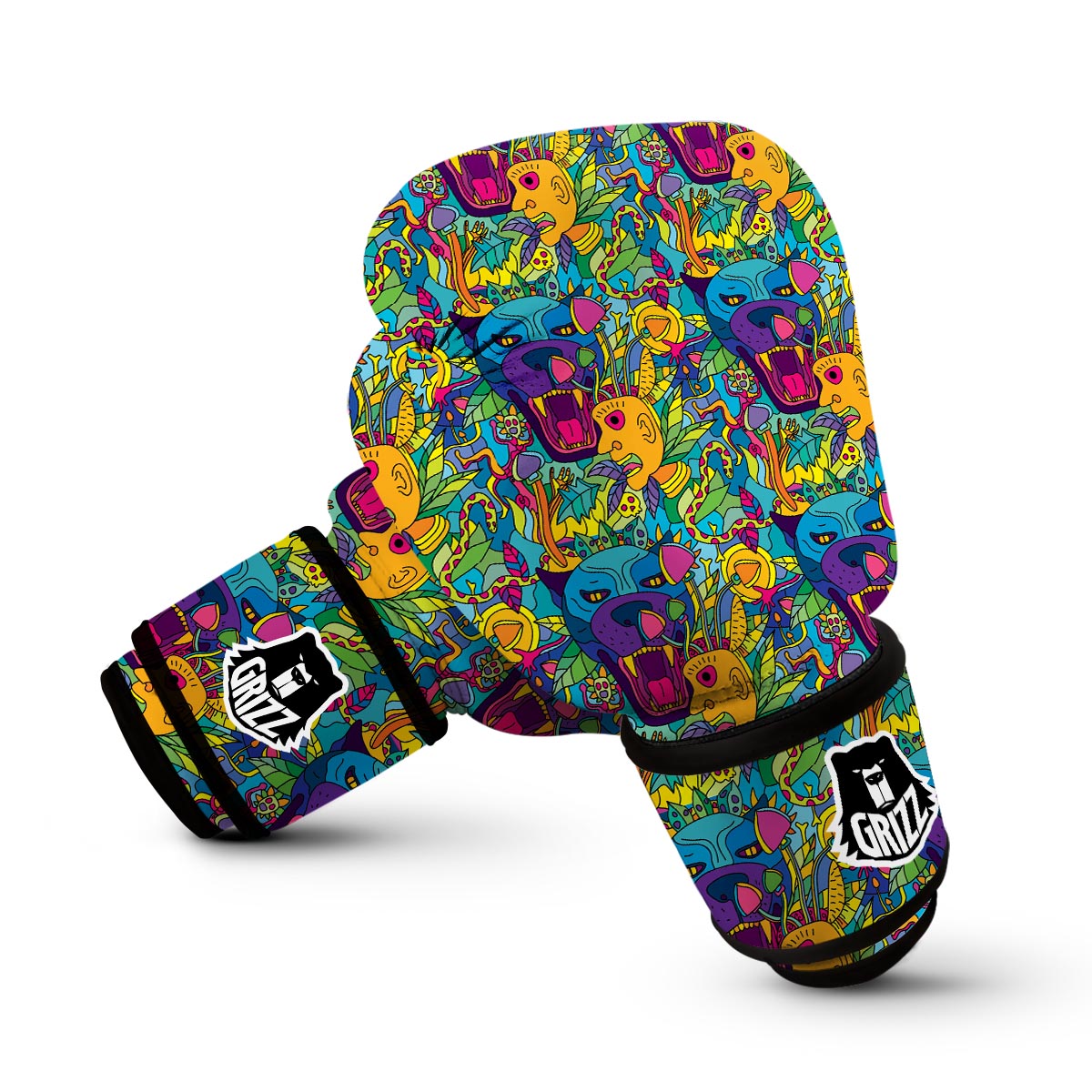 Trippy Pattern Print Boxing Gloves-grizzshop