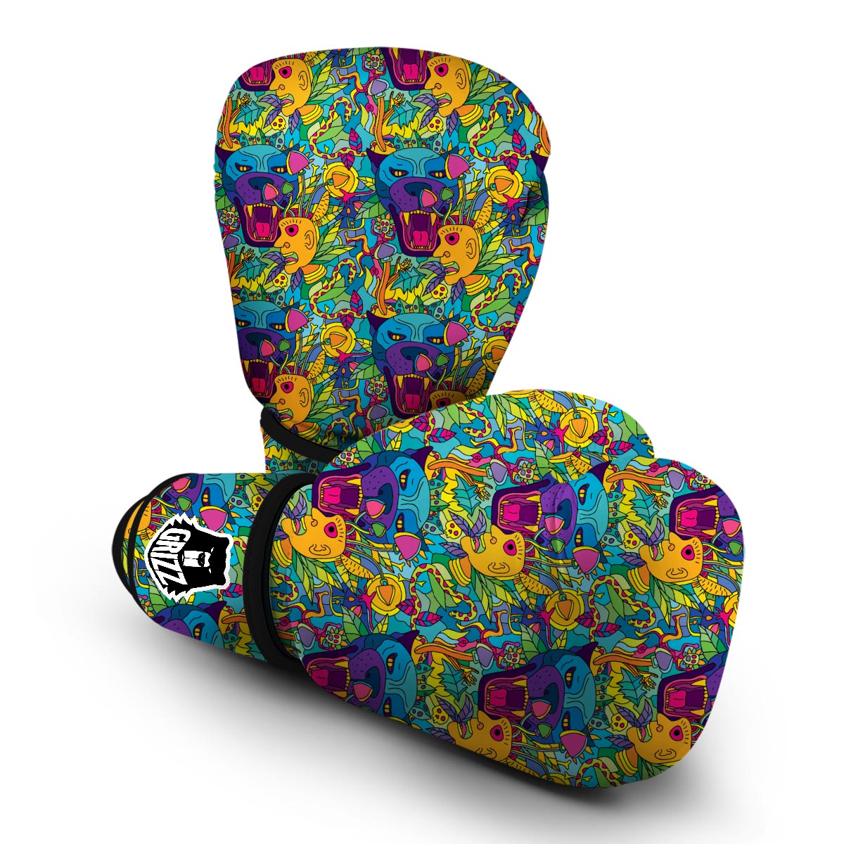 Trippy Pattern Print Boxing Gloves-grizzshop