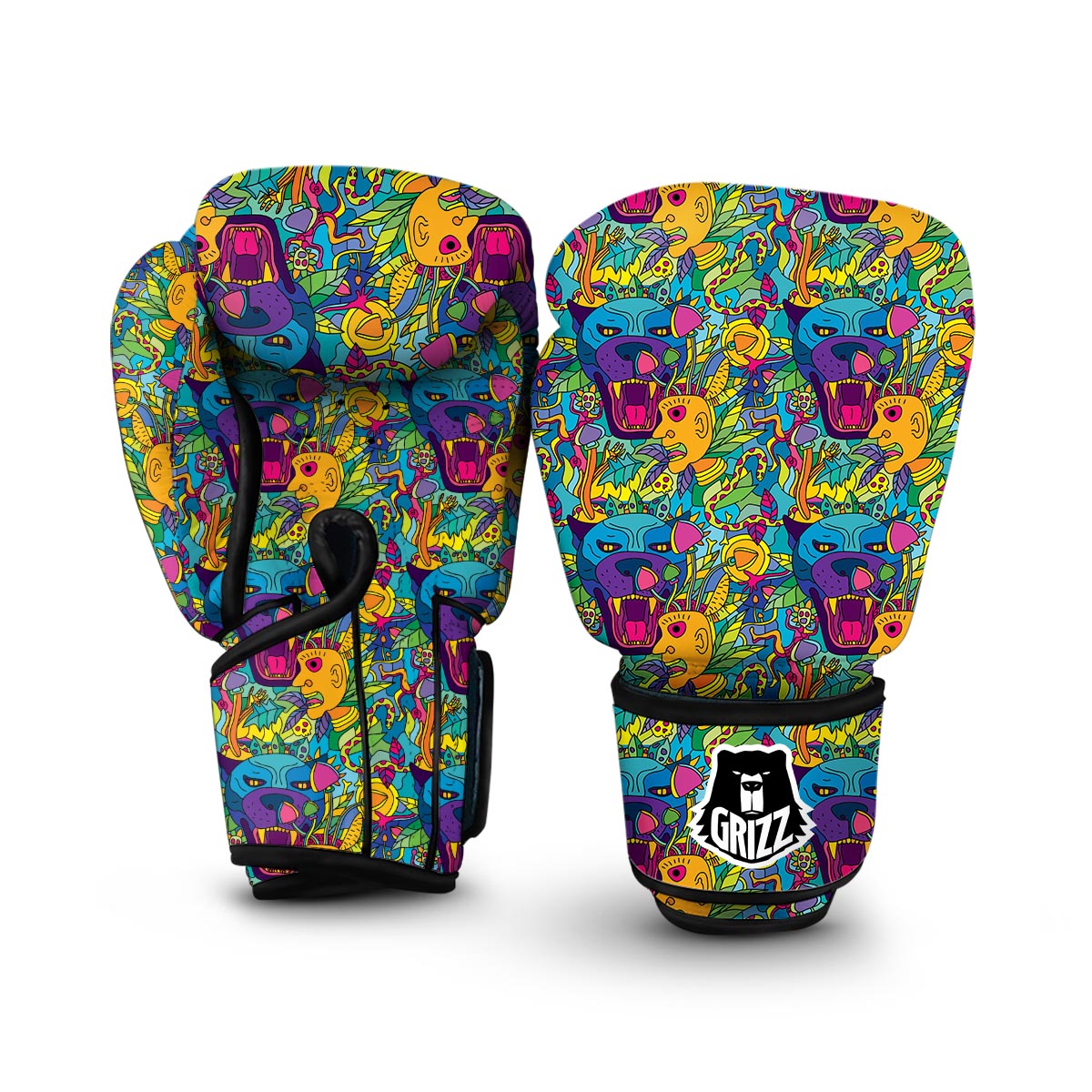 Trippy Pattern Print Boxing Gloves-grizzshop