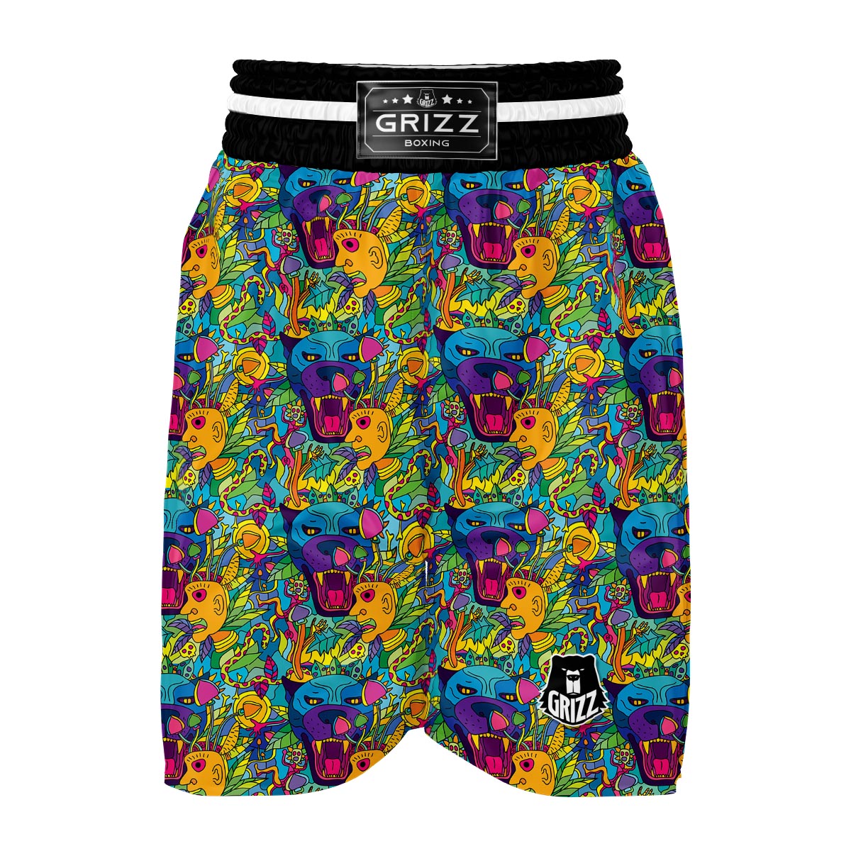 Trippy Pattern Print Boxing Shorts-grizzshop