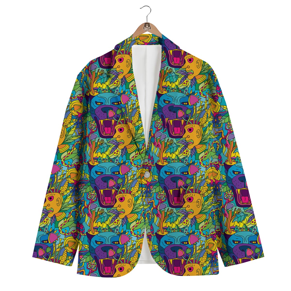 Trippy Pattern Print Men's Blazer-grizzshop