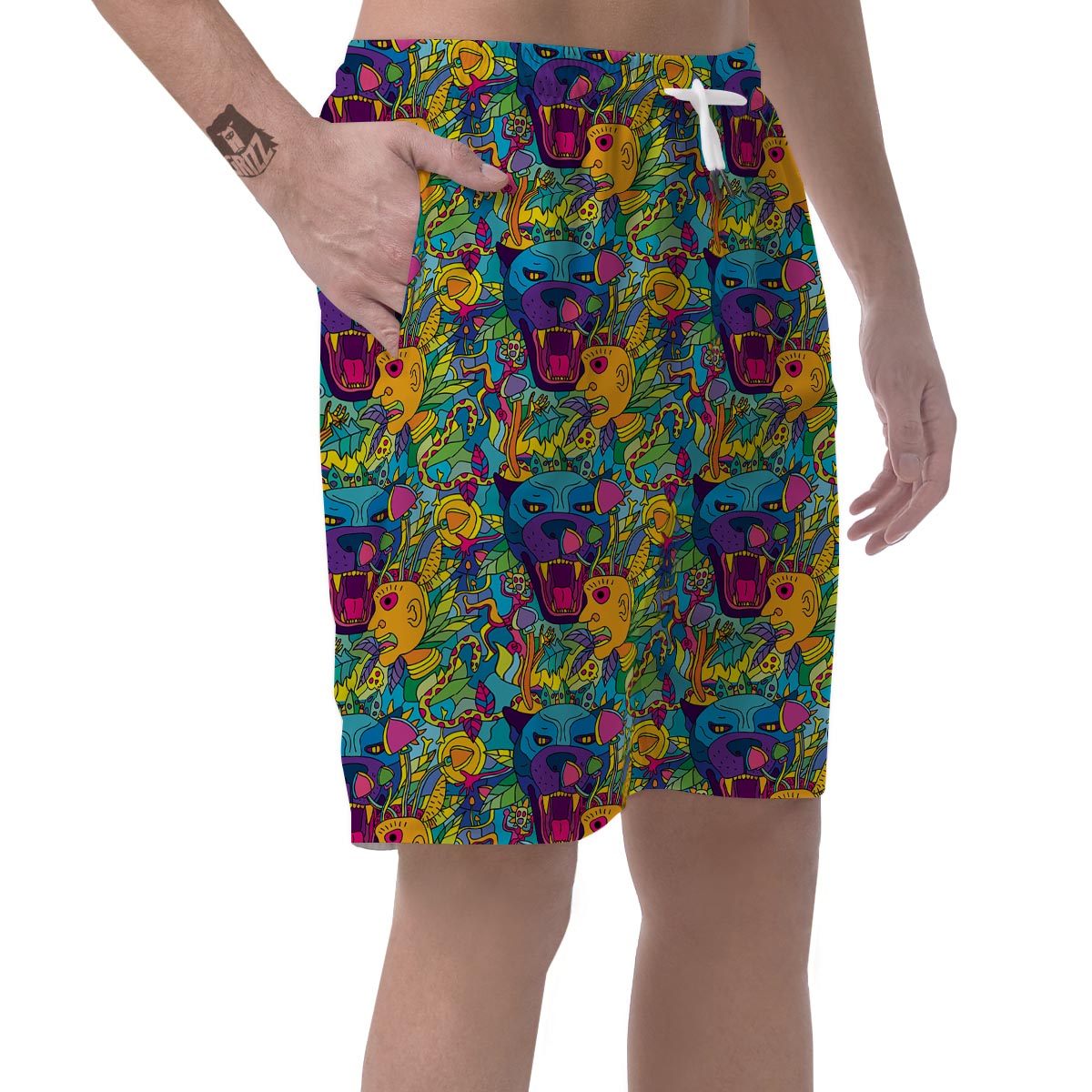 Trippy Pattern Print Men's Shorts-grizzshop