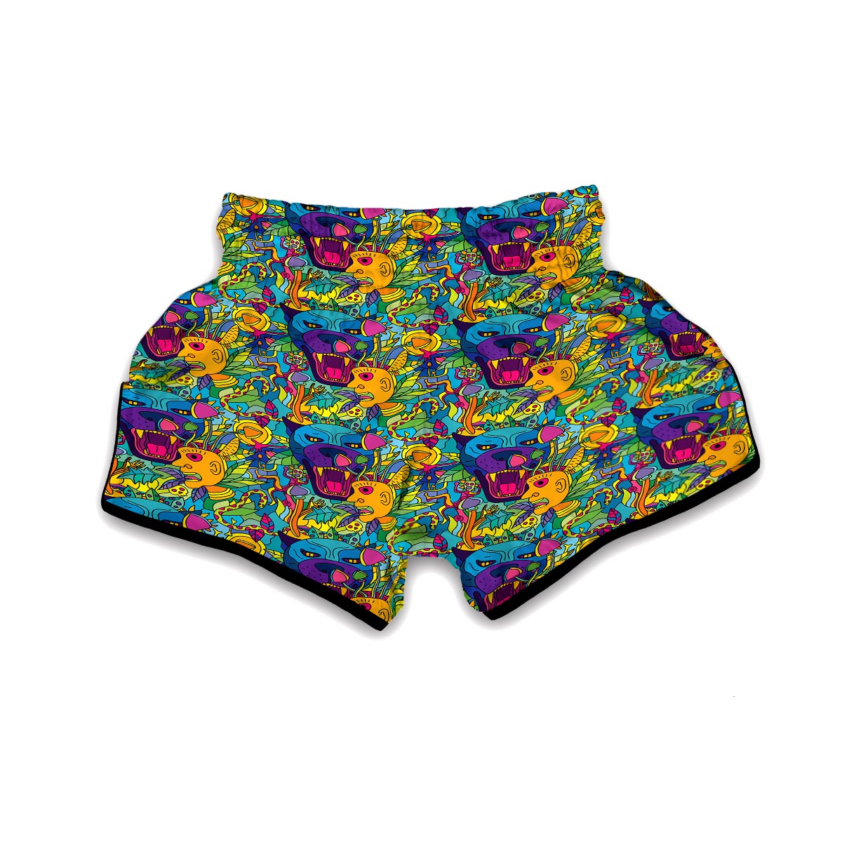 Trippy Pattern Print Muay Thai Boxing Shorts-grizzshop