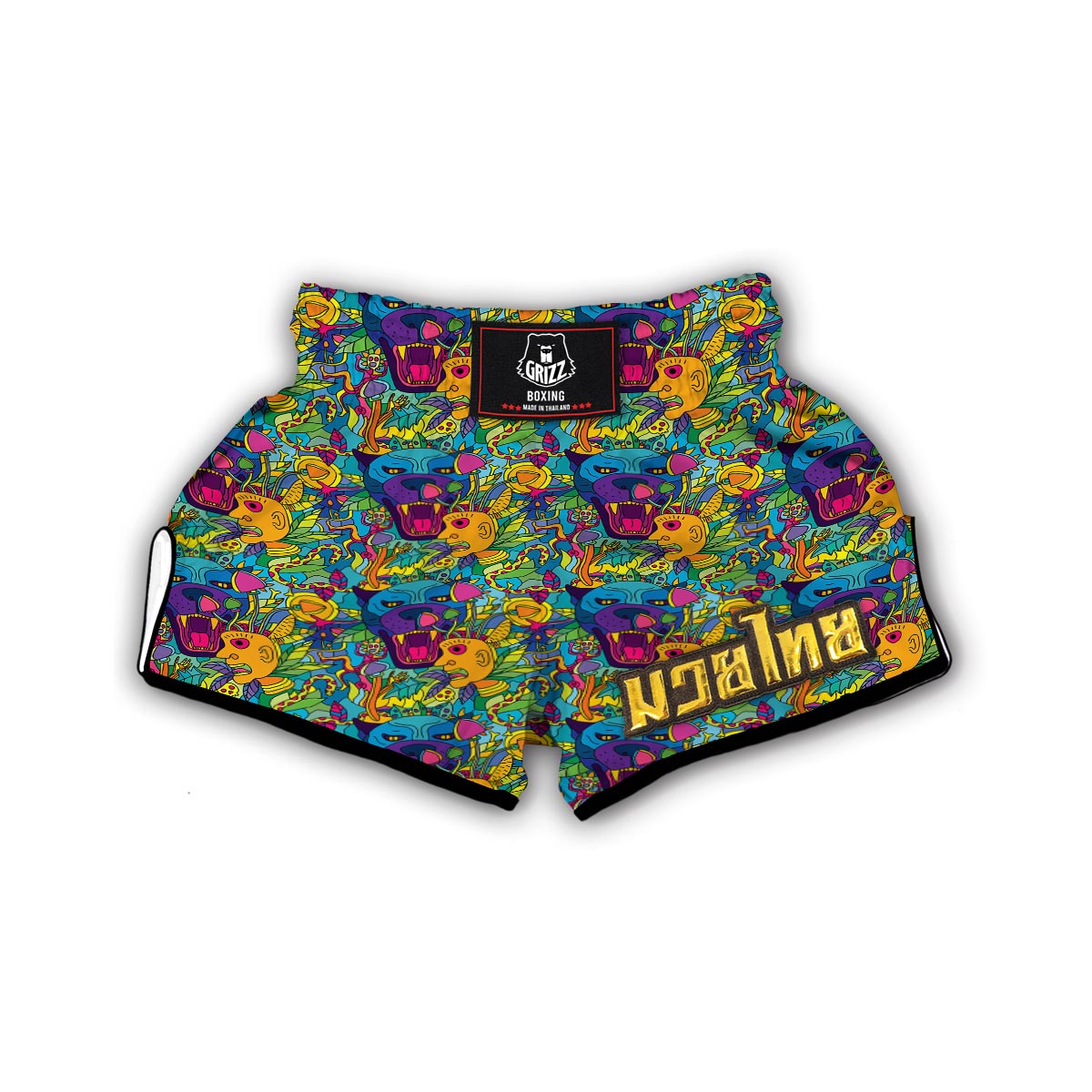 Trippy Pattern Print Muay Thai Boxing Shorts-grizzshop