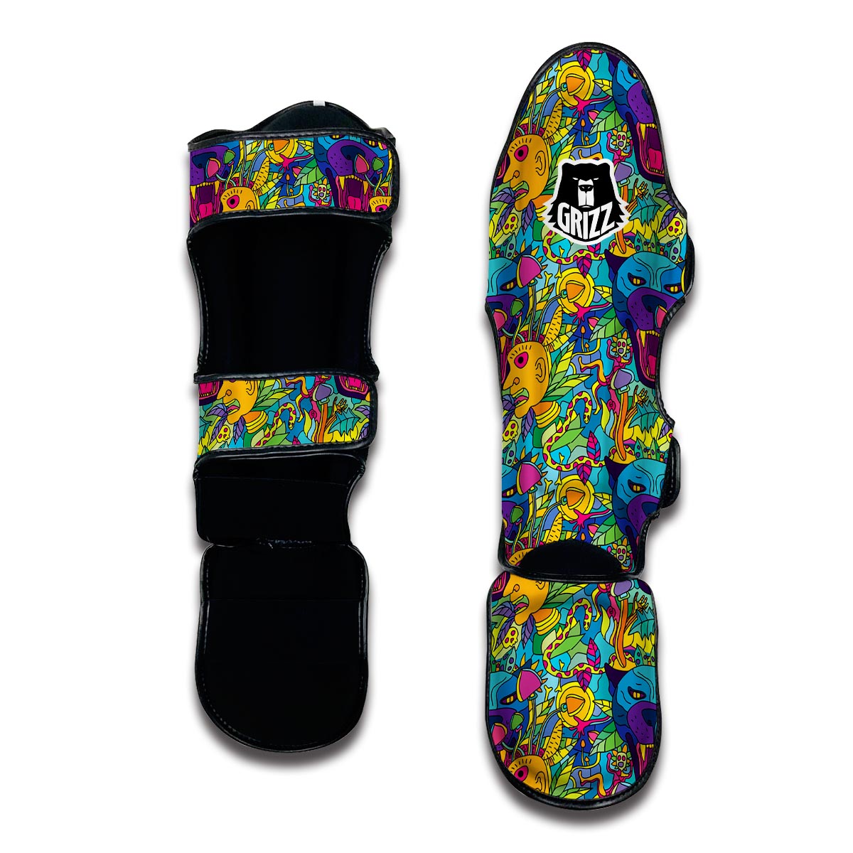 Trippy Pattern Print Muay Thai Shin Guards-grizzshop