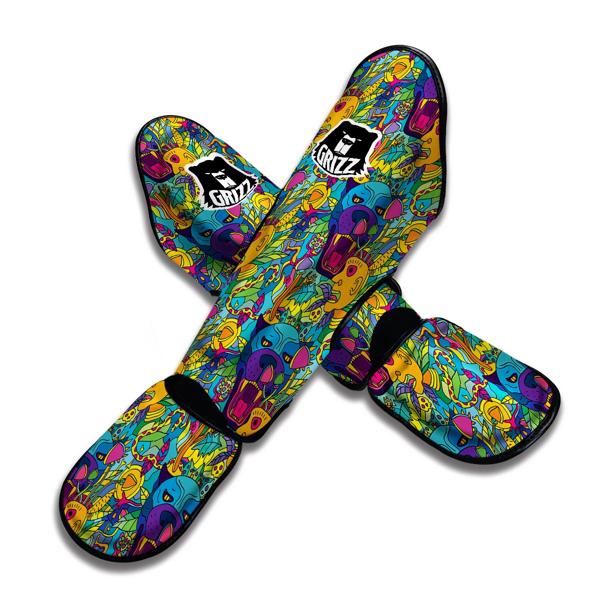 Trippy Pattern Print Muay Thai Shin Guards-grizzshop