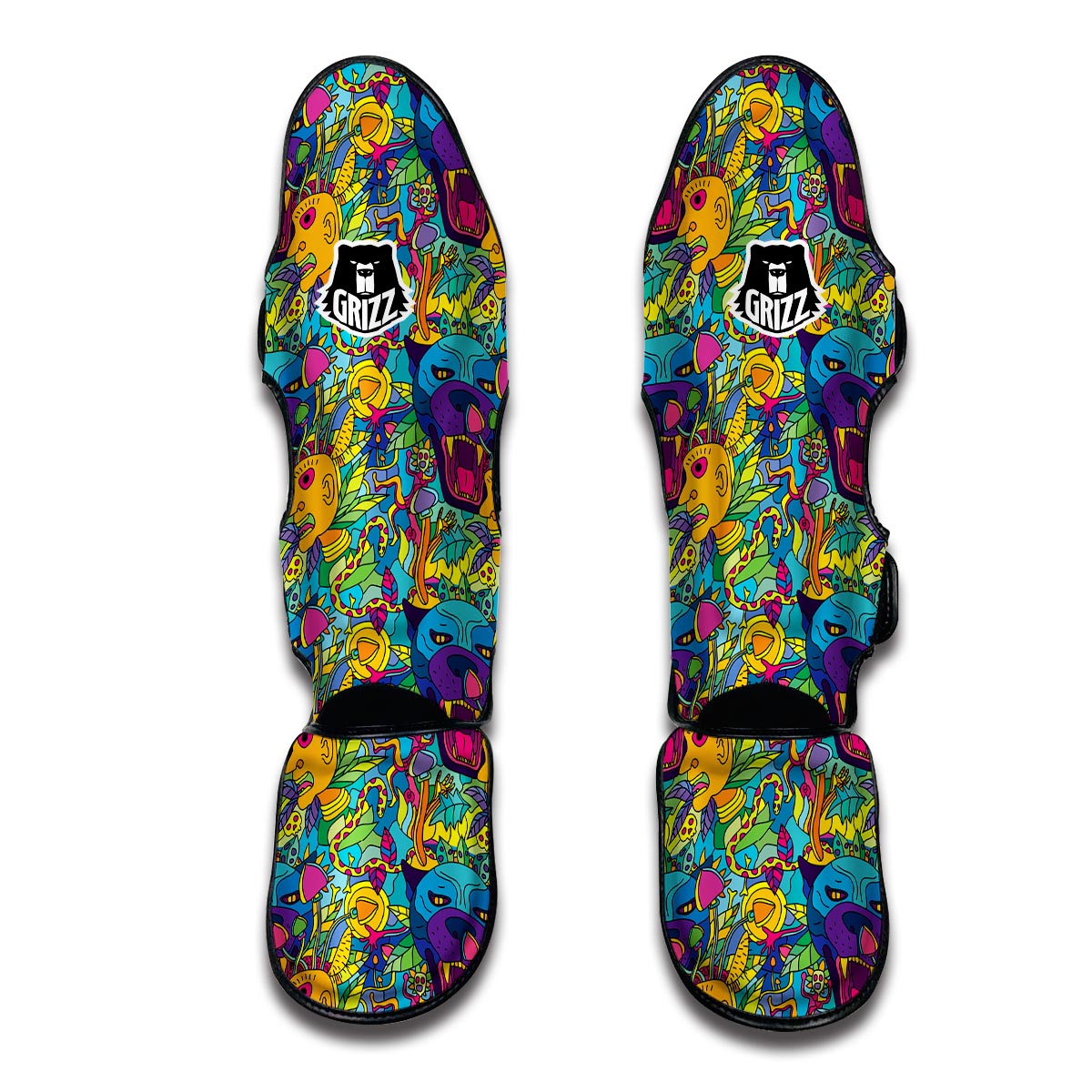 Trippy Pattern Print Muay Thai Shin Guards-grizzshop